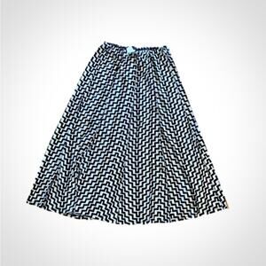 Coco Bianco Black White Chevron Pleated Midi Skirt Womens Small